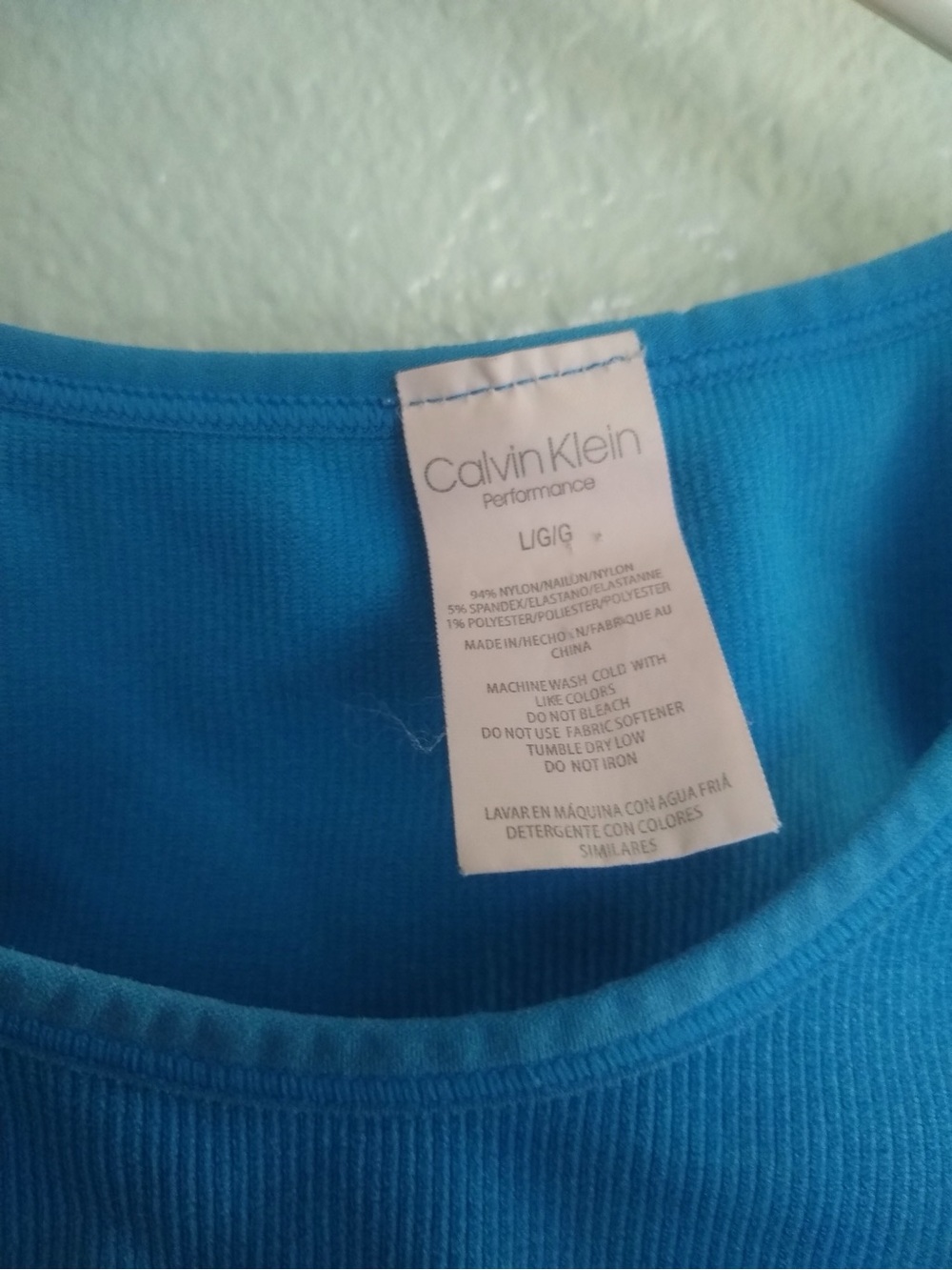 Calvin Klein Performance Bright Blue Ribbed Tank Top - Picture 2 of 3